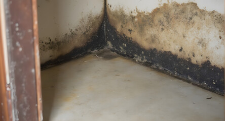 Mold Growth in Corner of Room - Water Damage and Spores