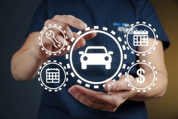 Hands Presenting Digital Car Service Information
