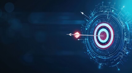 Abstract icon of a target board with glowing arrows flying toward it