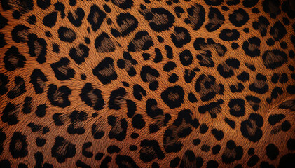 Closeup leopard fur texture reveals dark spots beige background.