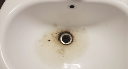 Dirty Sink Drain with Grime and Residue