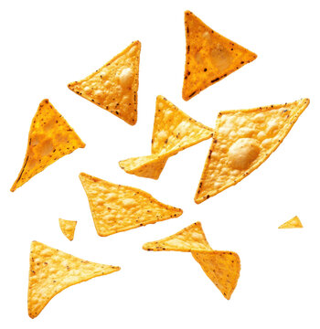 PNG Falling triangular tortilla chips nachos snack food.