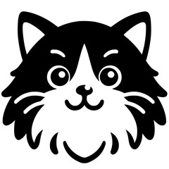 Cute cartoon cat portrait silhouette