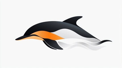 Artistic Representation of a Dolphin in a Modern Minimalist Style with Waves and Colors