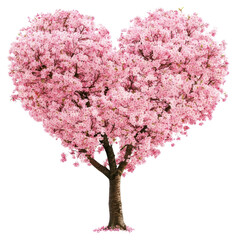 PNG Heart-shaped cherry blossom tree flowers springtime nature.