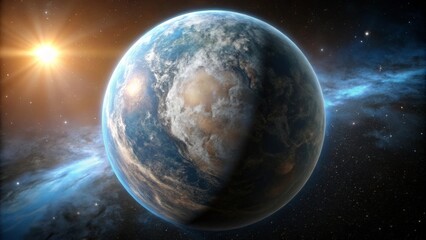 Fototapeta premium Earth from Space at Sunrise