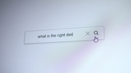 A search bar with the entering query What is the right diet