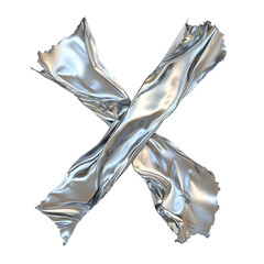 Two Pieces Of Silver Metallic Plastic Tattered and Rip Isolated on Transparent Background
