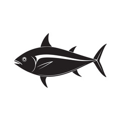 tuna fish silhouette, black and white silhouette, vector and illustration