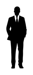 silhouette of a businessman, silhouette of a person in a suit and a tie