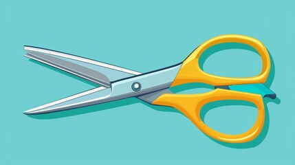 Colorful Cartoon Scissors Icon Illustration for School Supplies