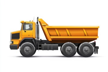 Naklejka premium Dump Truck isolated on white background. Dump Truck icon. Heavy Machinery isolated on white. Construction Vehicle. Dump Truck Design Element. Dump Truck Isolated for Designers. Dump Truck isolated. 