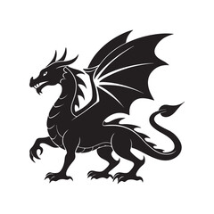 Fototapeta premium dragon silhouette, black and white silhouette, vector and&nbsp;illustration