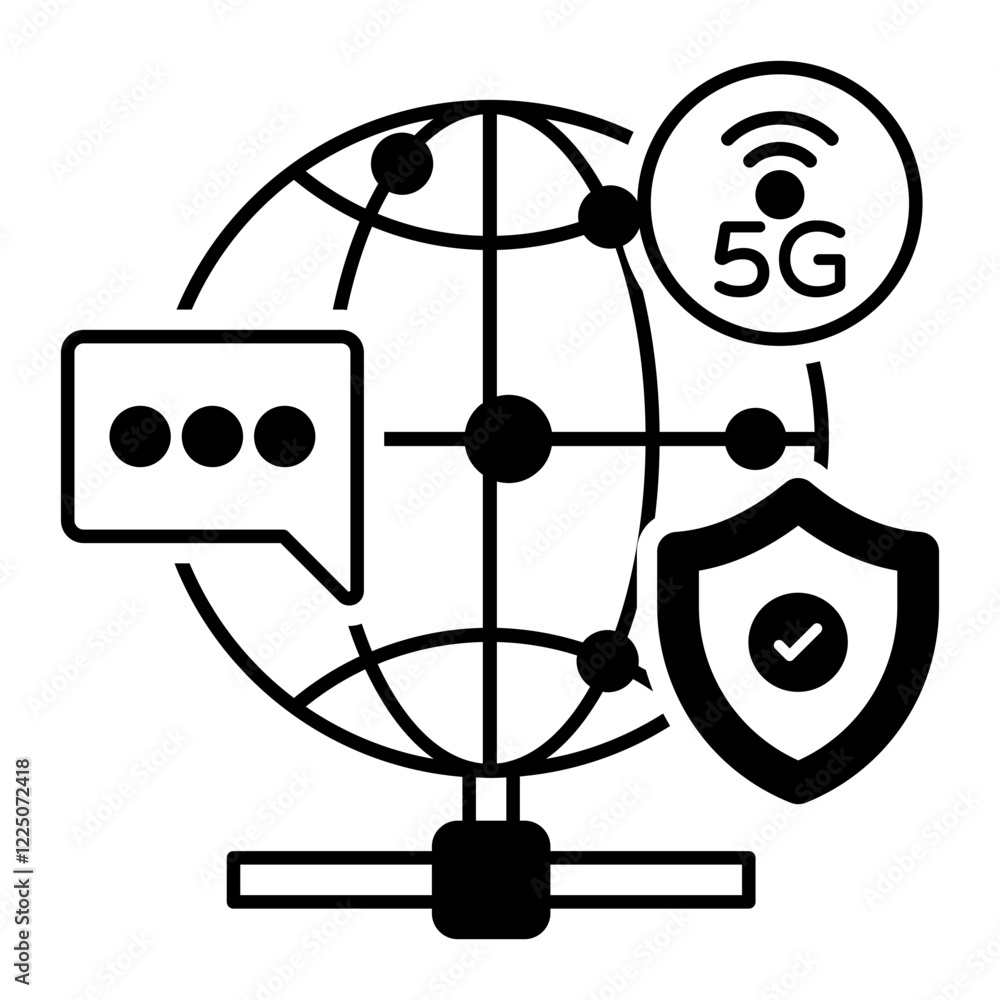 Aufkleber t5 broadband line vector icon design, web hosting service symbol, computing machines sign, internet 