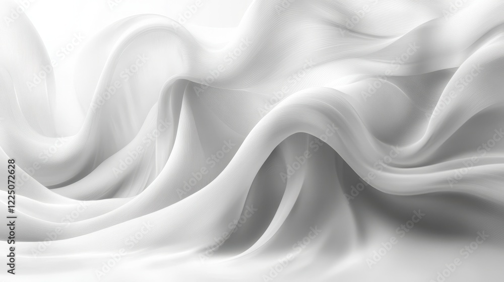 Poster white fabric drape texture background. soft elegant silk material with smooth waves and subtle patte