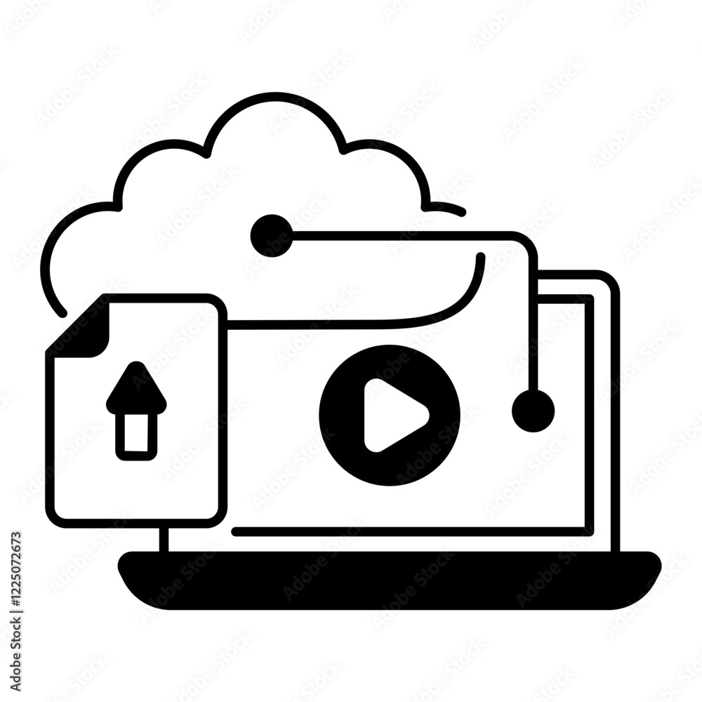 Aufkleber cloud media transmission vector icon design, web hosting service symbol, computing machines sign, in