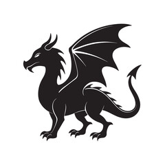 dragon silhouette, black and white silhouette, vector and illustration