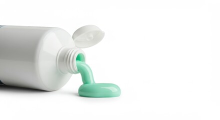 Green Toothpaste Squeezing From White Tube On White Background