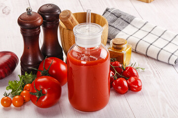 Fresh Tomato juice in the glass