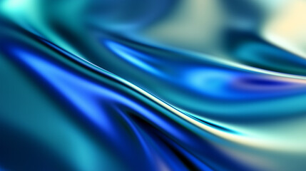 Naklejka premium A smooth, flowing metallic surface in shades of blue and teal, creating an abstract and futuristic background with a silky reflective effect