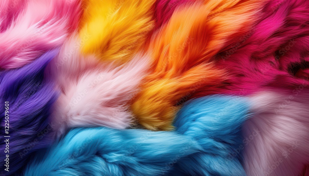 Poster vibrant abstract texture a kaleidoscope of colors in an immersive fluffy fur banner, embodying a whi
