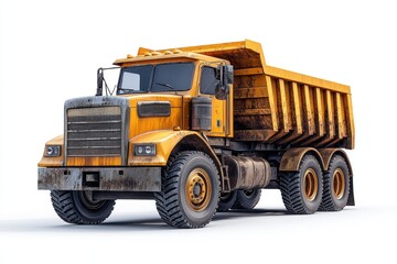 Dump Truck isolated on white background. Dump Truck icon. Heavy Machinery isolated on white. Construction Vehicle. Dump Truck Design Element. Dump Truck Isolated for Designers. Dump Truck isolated.	
