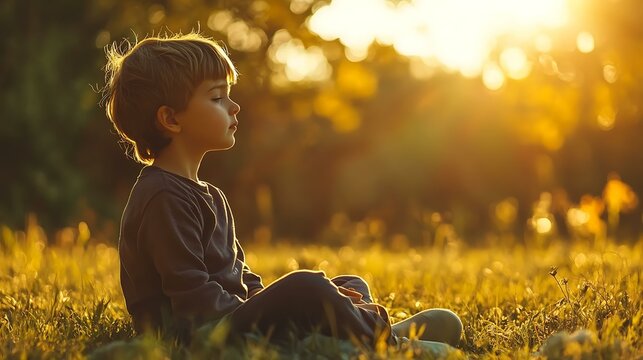 A child practicing mindful breathing techniques to manage asthma symptoms