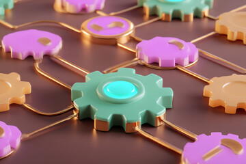 Abstract visuals of gears and connections in modern design