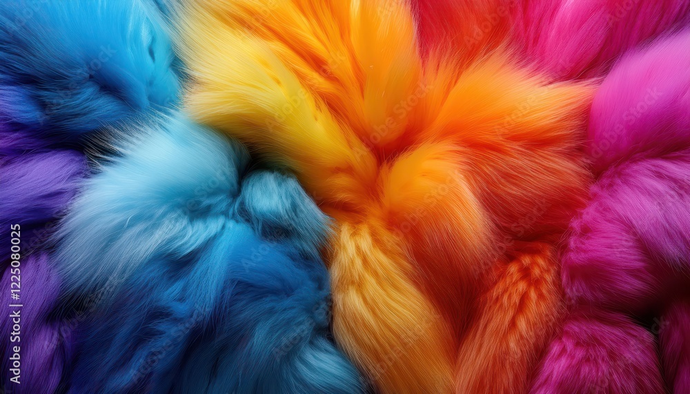 Poster vibrant abstract textured banner a kaleidoscope of multicolored fur, evoking a sense of whimsy and m