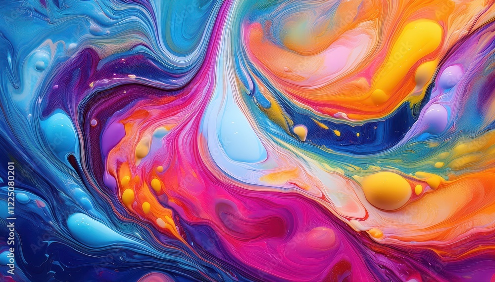 Poster vibrant swirls of colorful abstract artwork a fascinating pour painting blending in unpredictable pa