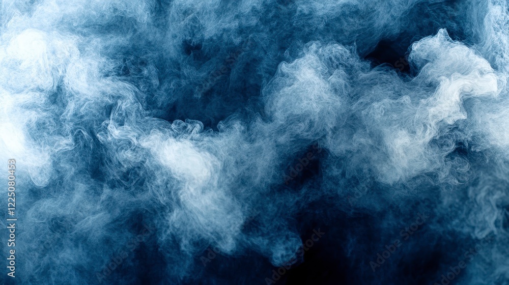 Poster abstract image featuring a dynamic interplay of dark blue and white watercolor clouds. the texture i