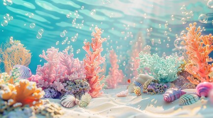 Underwater world with corals and tropical fish, Ai Generated