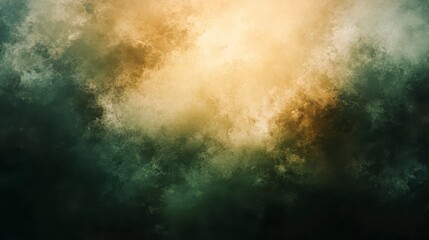 Fototapeta premium Abstract background with dark green and gold hues. A textured, mottled effect with light radiating from the center. Perfect for design projects