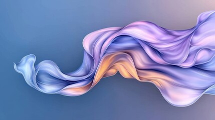 Obraz premium Elegant Flowing Silk Fabric Drapery in Soft Pastel Shades of Blue, Purple, and Peach
