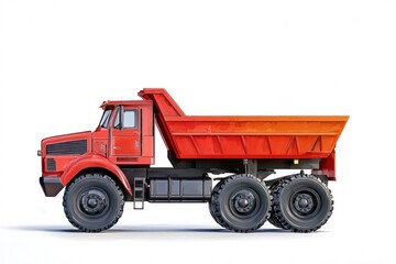 Fototapeta premium Dump Truck isolated on white background. Dump Truck icon. Heavy Machinery isolated on white. Construction Vehicle. Dump Truck Design Element. Dump Truck Isolated for Designers. Dump Truck isolated. 