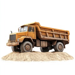 Dump Truck isolated on white background. Dump Truck icon. Heavy Machinery isolated on white. Construction Vehicle. Dump Truck Design Element. Dump Truck Isolated for Designers. Dump Truck isolated.	