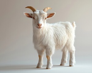 Obraz premium Curious Rotund Goat with Charming Tilt and Soft Rounded Belly Isolated on White Background