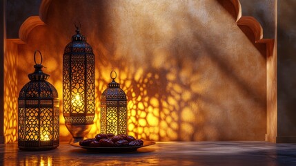 Atmospheric Lanterns with Dates on Table in Warm Ambient Light
