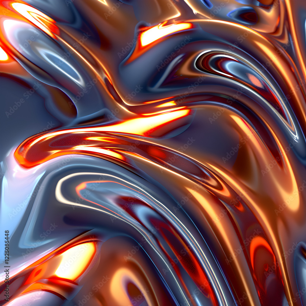Poster a vibrant, abstract swirl of metallic colors creating a fluid, dynamic texture.