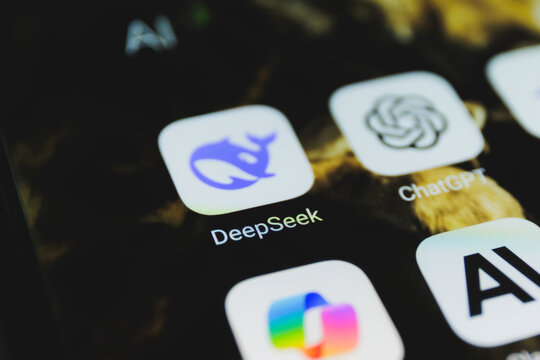 Deepseek AI app displayed on smarthpone screen