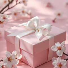 gift box with pink flowers