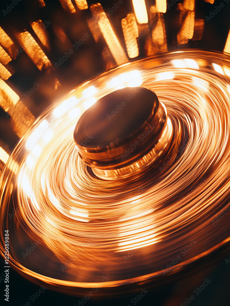 Aufkleber conceptual representation of a spinning raffle drum filled with bright lights and dynamic motion in 