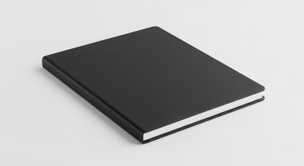 Blank Black Hardcover Book Isolated on White Background