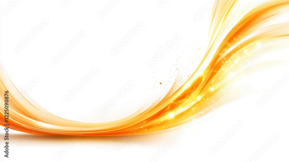 Poster abstract background with golden waves and sparkles on white backdrop. elegant and luxurious design w