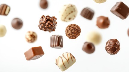 Fototapeta premium Several chocolates were floating on the ground.