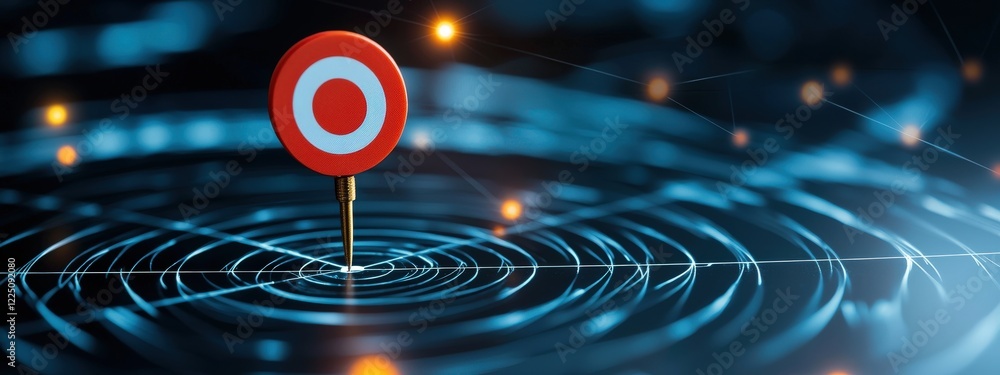 Poster bullseye with glowing radiance and dynamic data elements surrounding it