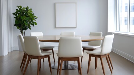 Modern corporate office meeting room with round table encouraging team collaboration