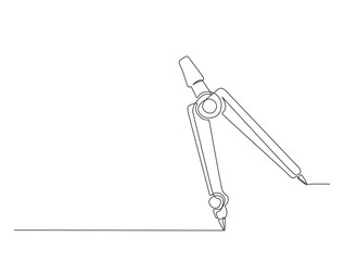 Continuous one line drawing of engineering divider or compas. Compas or divider in single line draw illustration. Editable stroke. © Satria