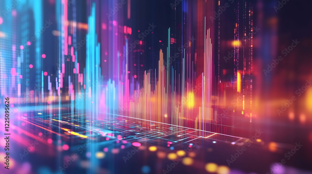 Aufkleber vibrant abstract data visualization showcasing trends in digital analytics with ai