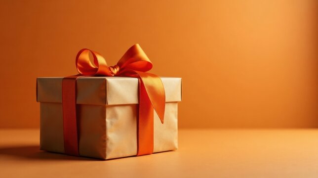 A luxuriously wrapped present with an autumnal ribbon, perfect for a special occasion